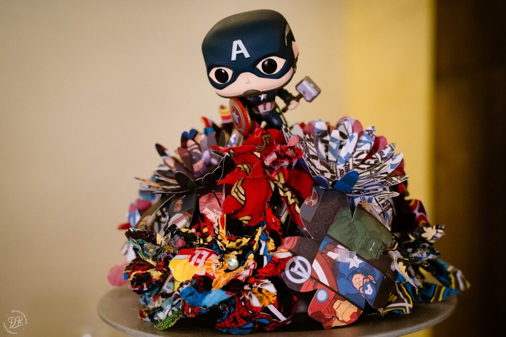 A superhero themed centerpiece 