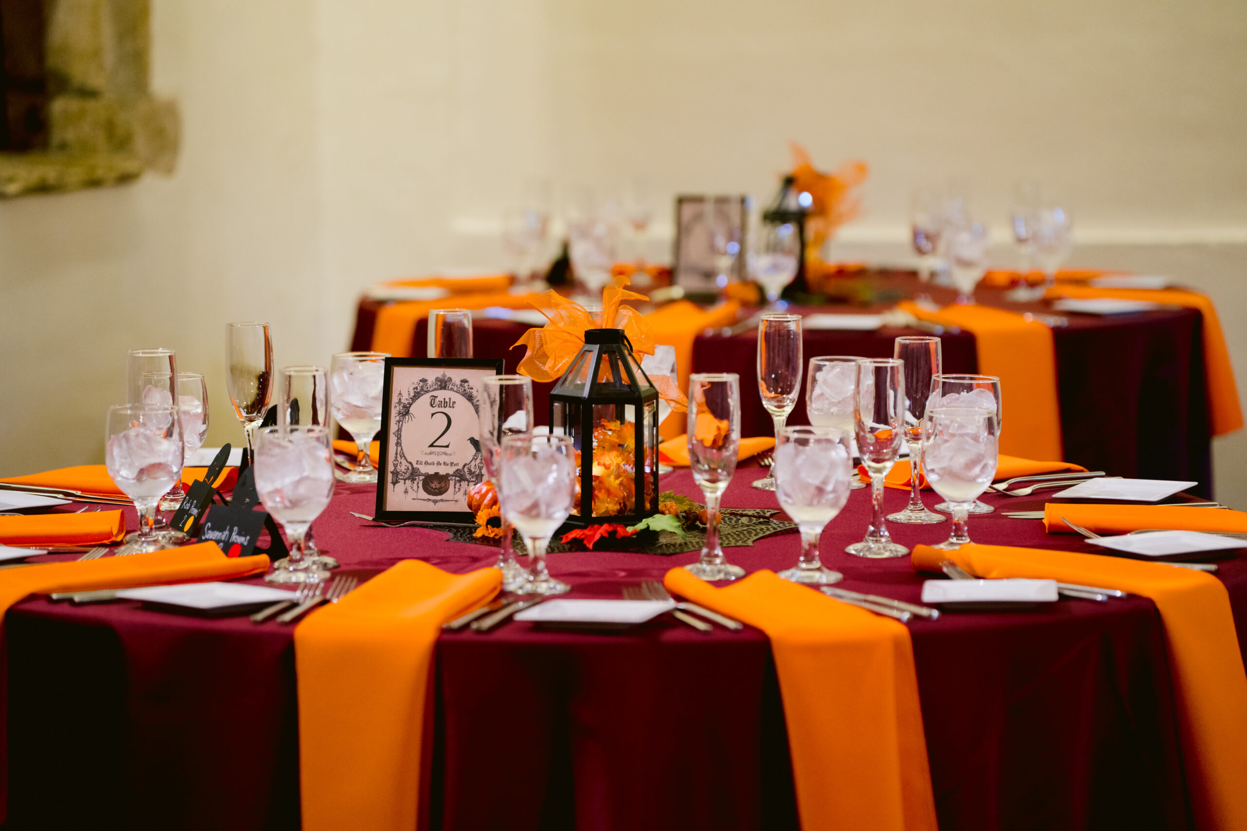 orange and maroon wedding decorations 